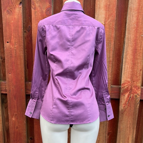 Banana Republic Elegant Purple Women's Button Down Shirt Size 6 Stretch - Picture 8 of 12